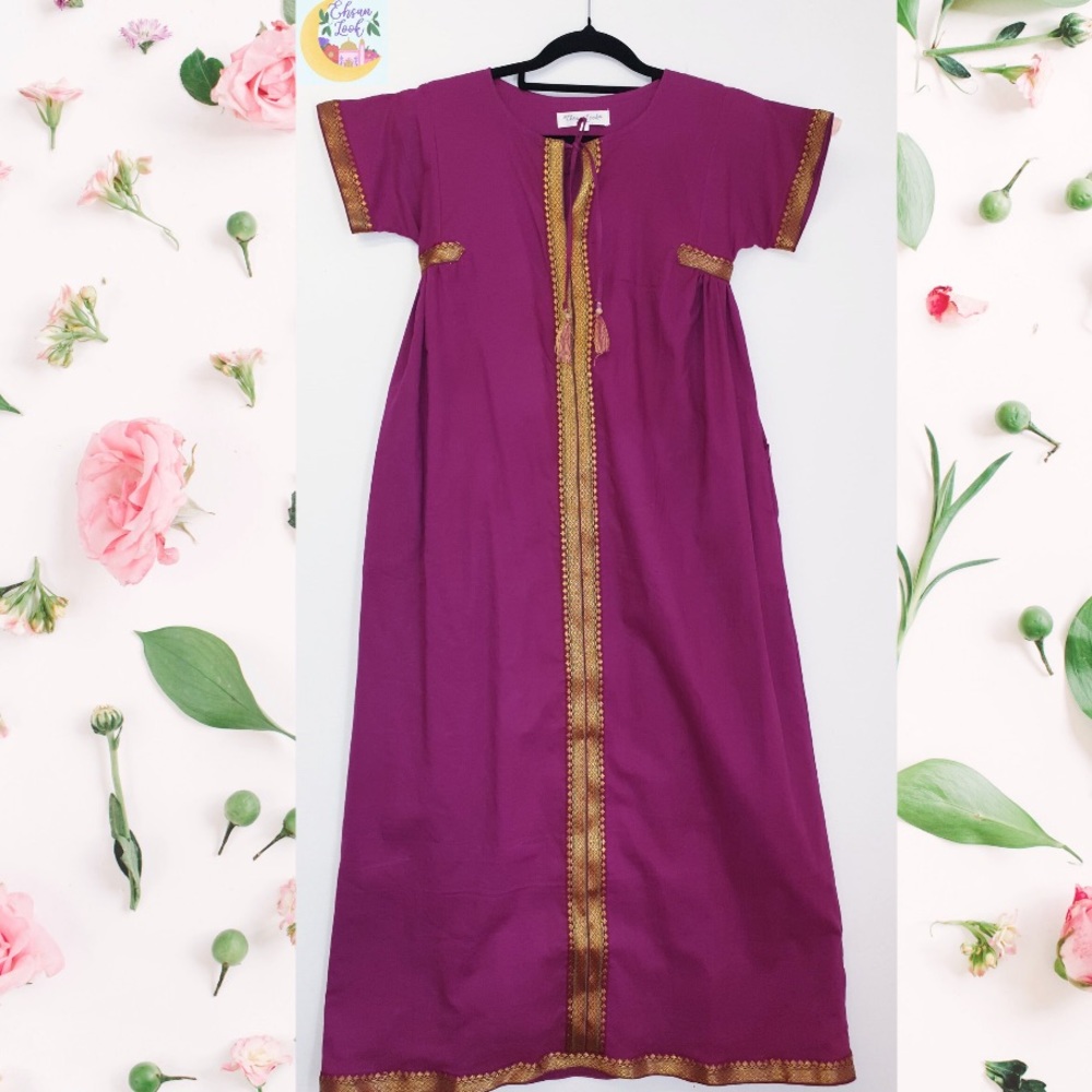 Girls Abaya - Magenta Short Sleeve
